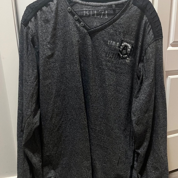 Buffalo BTL71 long sleeve 1/4 button shirt. Black. XL - Picture 2 of 5